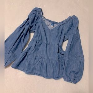 Romantic Puff Sleeve Jean Shirt